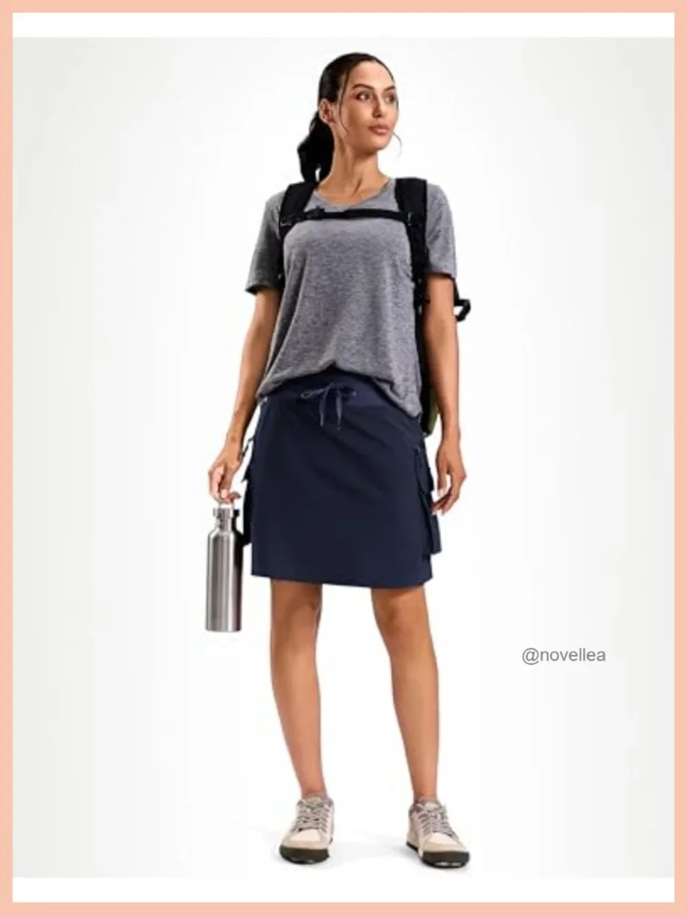 Women's Knee Length Cargo Skort with 6 Pockets